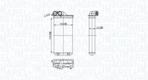 Wärmetauscher, Innenraumheizung MAGNETI MARELLI 350218460000