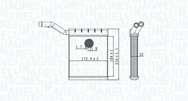 Wärmetauscher, Innenraumheizung MAGNETI MARELLI 350218480000