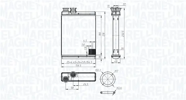Wärmetauscher, Innenraumheizung MAGNETI MARELLI 350218486000