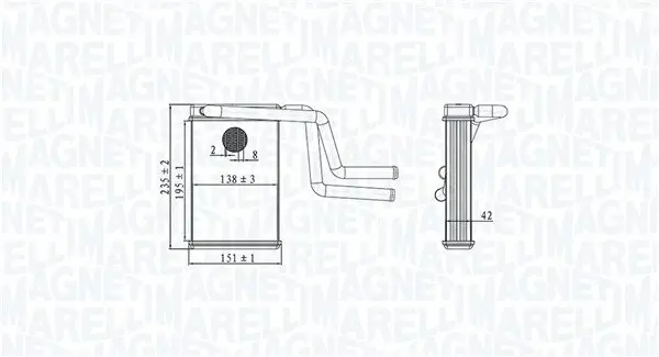 Wärmetauscher, Innenraumheizung MAGNETI MARELLI 350218487000