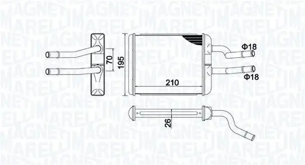 Wärmetauscher, Innenraumheizung MAGNETI MARELLI 350218500000