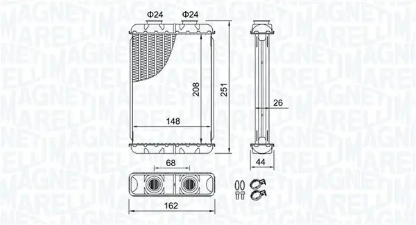 Wärmetauscher, Innenraumheizung MAGNETI MARELLI 350218501000