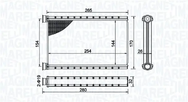 Wärmetauscher, Innenraumheizung MAGNETI MARELLI 350218504000