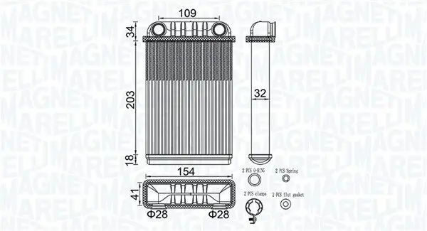 Wärmetauscher, Innenraumheizung MAGNETI MARELLI 350218512000