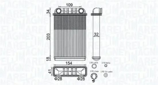 Wärmetauscher, Innenraumheizung MAGNETI MARELLI 350218512000 Bild Wärmetauscher, Innenraumheizung MAGNETI MARELLI 350218512000