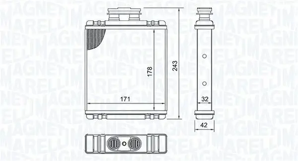 Wärmetauscher, Innenraumheizung MAGNETI MARELLI 350218517000