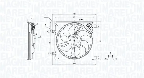 Lüfter, Motorkühlung 12 V MAGNETI MARELLI 069422895010