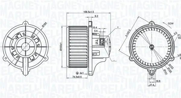 Innenraumgebläse 12 V MAGNETI MARELLI 069412384010