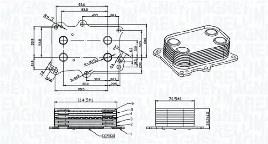 Ölkühler, Motoröl MAGNETI MARELLI 350300004300 Bild Ölkühler, Motoröl MAGNETI MARELLI 350300004300