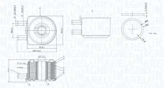 Ölkühler, Motoröl MAGNETI MARELLI 350300005800 Bild Ölkühler, Motoröl MAGNETI MARELLI 350300005800