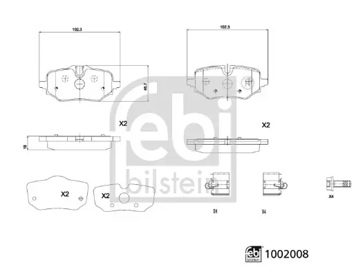 Bremsbelagsatz, Scheibenbremse Hinterachse FEBI BILSTEIN 1002008