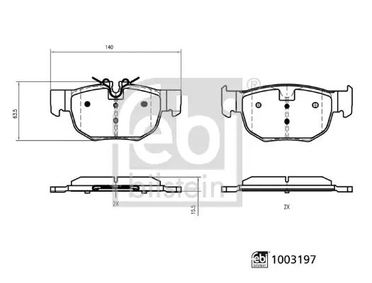 Bremsbelagsatz, Scheibenbremse Hinterachse FEBI BILSTEIN 1003197 Bild Bremsbelagsatz, Scheibenbremse Hinterachse FEBI BILSTEIN 1003197
