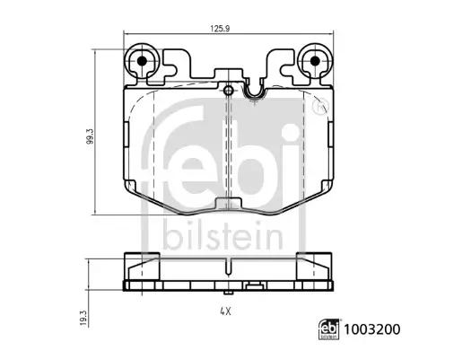 Bremsbelagsatz, Scheibenbremse Vorderachse FEBI BILSTEIN 1003200 Bild Bremsbelagsatz, Scheibenbremse Vorderachse FEBI BILSTEIN 1003200