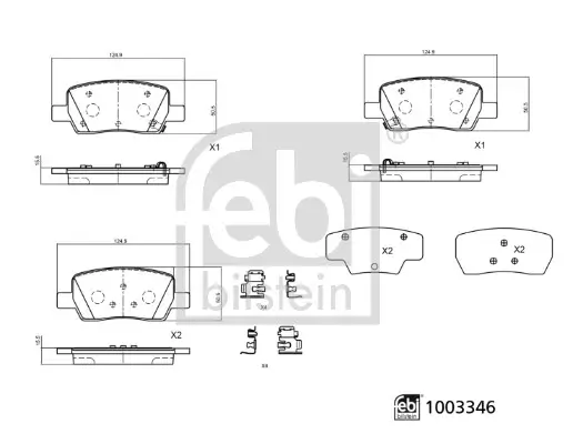 Bremsbelagsatz, Scheibenbremse Hinterachse FEBI BILSTEIN 1003346 Bild Bremsbelagsatz, Scheibenbremse Hinterachse FEBI BILSTEIN 1003346
