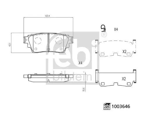 Bremsbelagsatz, Scheibenbremse Hinterachse FEBI BILSTEIN 1003646