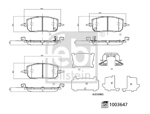 Bremsbelagsatz, Scheibenbremse Vorderachse FEBI BILSTEIN 1003647