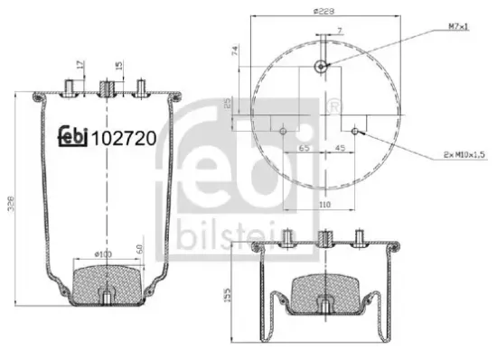 Federbalg, Luftfederung Hinterachse FEBI BILSTEIN 102720 Bild Federbalg, Luftfederung Hinterachse FEBI BILSTEIN 102720