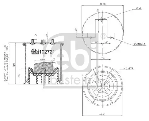 Federbalg, Luftfederung Hinterachse links FEBI BILSTEIN 102721