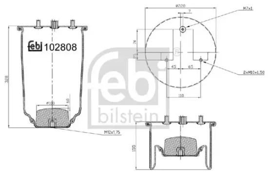Federbalg, Luftfederung Hinterachse FEBI BILSTEIN 102808 Bild Federbalg, Luftfederung Hinterachse FEBI BILSTEIN 102808