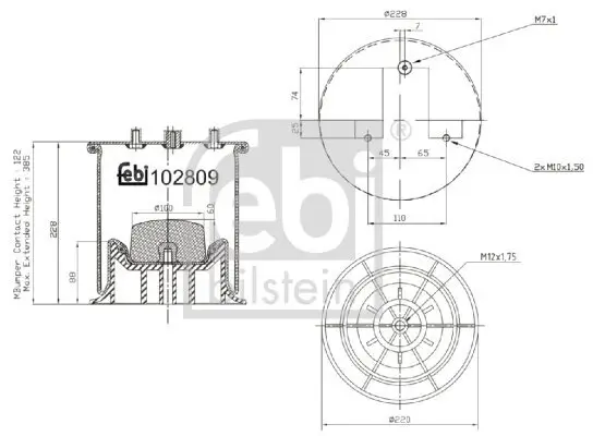 Federbalg, Luftfederung Hinterachse rechts FEBI BILSTEIN 102809 Bild Federbalg, Luftfederung Hinterachse rechts FEBI BILSTEIN 102809