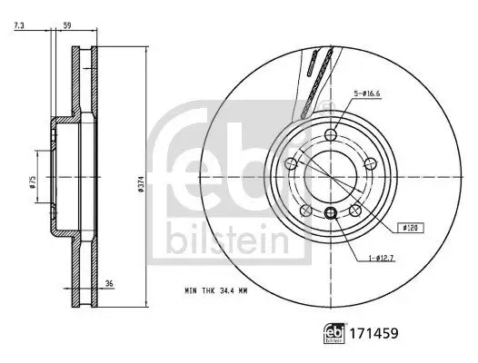 Bremsscheibe FEBI BILSTEIN 171459 Bild Bremsscheibe FEBI BILSTEIN 171459