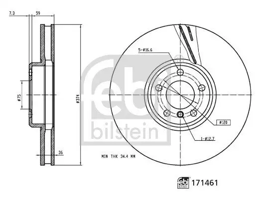 Bremsscheibe FEBI BILSTEIN 171461 Bild Bremsscheibe FEBI BILSTEIN 171461