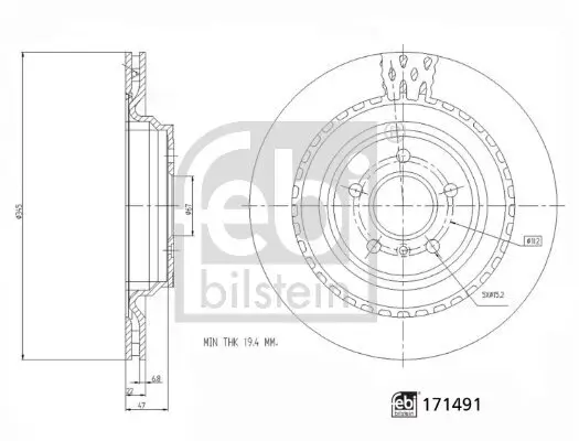 Bremsscheibe Hinterachse FEBI BILSTEIN 171491 Bild Bremsscheibe Hinterachse FEBI BILSTEIN 171491