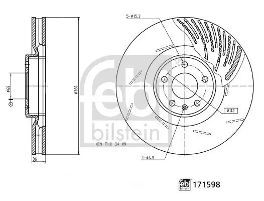 Bremsscheibe Vorderachse rechts FEBI BILSTEIN 171598 Bild Bremsscheibe Vorderachse rechts FEBI BILSTEIN 171598