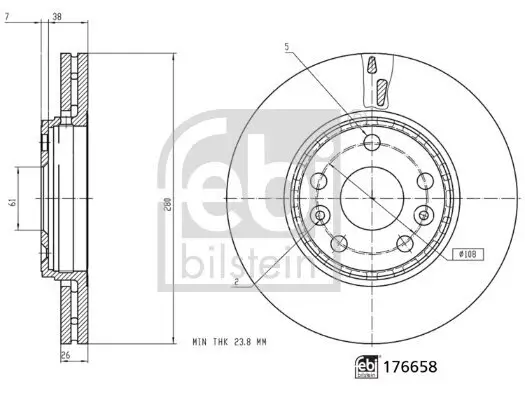Bremsscheibe Vorderachse FEBI BILSTEIN 176658 Bild Bremsscheibe Vorderachse FEBI BILSTEIN 176658