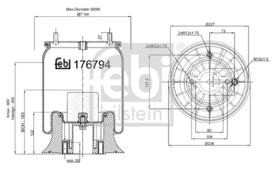 Federbalg, Luftfederung FEBI BILSTEIN 176794 Bild Federbalg, Luftfederung FEBI BILSTEIN 176794