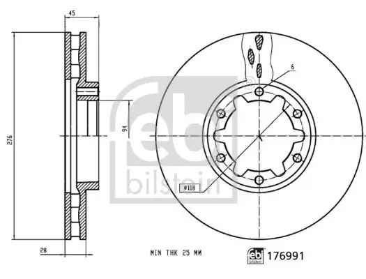 Bremsscheibe Vorderachse FEBI BILSTEIN 176991 Bild Bremsscheibe Vorderachse FEBI BILSTEIN 176991