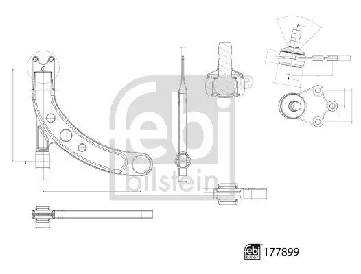 Lenker, Radaufhängung Vorderachse rechts FEBI BILSTEIN 177899 Bild Lenker, Radaufhängung Vorderachse rechts FEBI BILSTEIN 177899