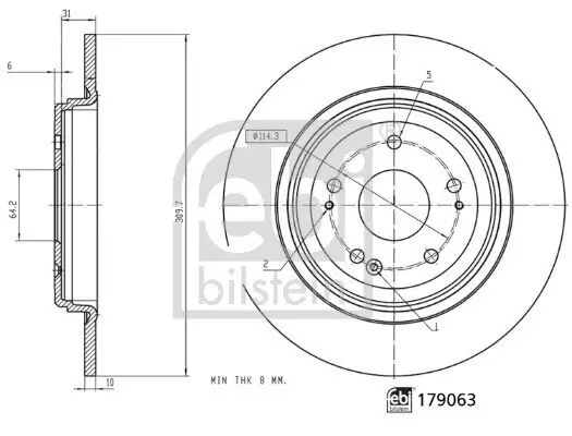 Bremsscheibe Hinterachse FEBI BILSTEIN 179063 Bild Bremsscheibe Hinterachse FEBI BILSTEIN 179063