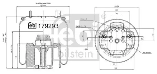 Federbalg, Luftfederung FEBI BILSTEIN 179293 Bild Federbalg, Luftfederung FEBI BILSTEIN 179293