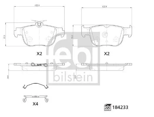 Bremsbelagsatz, Scheibenbremse FEBI BILSTEIN 184233 Bild Bremsbelagsatz, Scheibenbremse FEBI BILSTEIN 184233