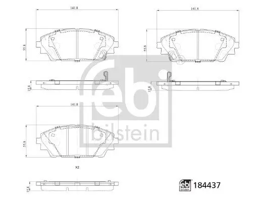 Bremsbelagsatz, Scheibenbremse FEBI BILSTEIN 184437 Bild Bremsbelagsatz, Scheibenbremse FEBI BILSTEIN 184437