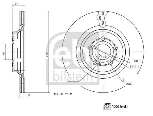 Bremsscheibe Hinterachse FEBI BILSTEIN 184660