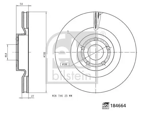 Bremsscheibe Vorderachse FEBI BILSTEIN 184664