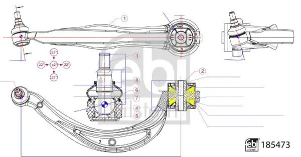 Lenker, Radaufhängung unten hinten Vorderachse links FEBI BILSTEIN 185473