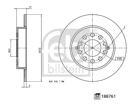 Bremsscheibe Hinterachse FEBI BILSTEIN 188761