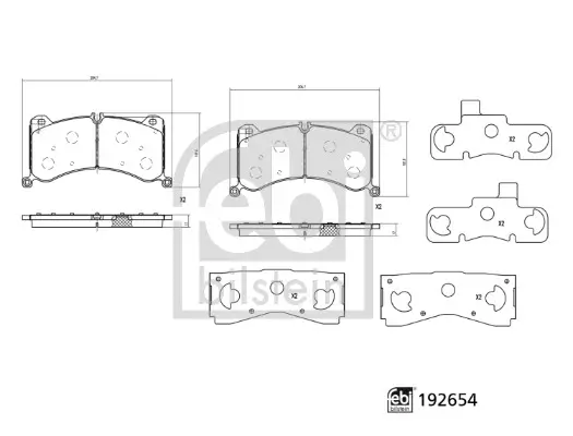 Bremsbelagsatz, Scheibenbremse Vorderachse FEBI BILSTEIN 192654 Bild Bremsbelagsatz, Scheibenbremse Vorderachse FEBI BILSTEIN 192654