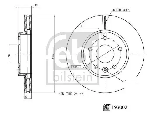 Bremsscheibe Vorderachse FEBI BILSTEIN 193002 Bild Bremsscheibe Vorderachse FEBI BILSTEIN 193002