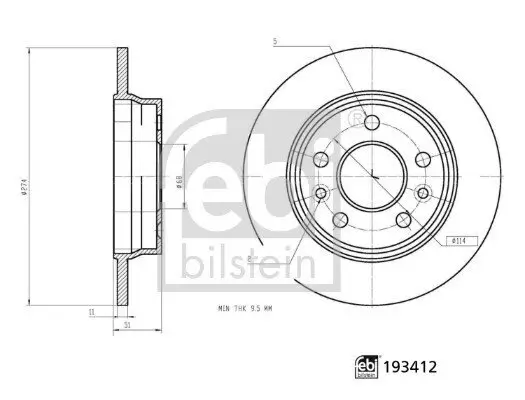 Bremsscheibe Hinterachse FEBI BILSTEIN 193412 Bild Bremsscheibe Hinterachse FEBI BILSTEIN 193412