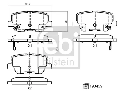 Bremsbelagsatz, Scheibenbremse Hinterachse FEBI BILSTEIN 193459 Bild Bremsbelagsatz, Scheibenbremse Hinterachse FEBI BILSTEIN 193459