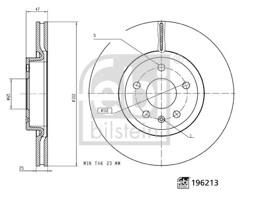 Bremsscheibe Vorderachse FEBI BILSTEIN 196213 Bild Bremsscheibe Vorderachse FEBI BILSTEIN 196213