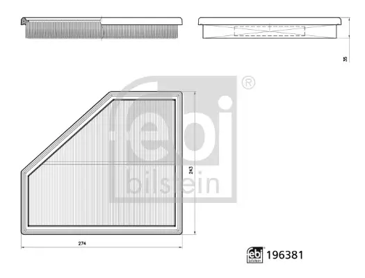 Luftfilter rechts FEBI BILSTEIN 196381 Bild Luftfilter rechts FEBI BILSTEIN 196381