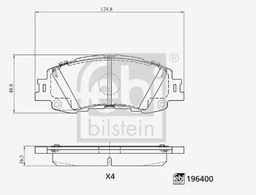 Bremsbelagsatz, Scheibenbremse Vorderachse FEBI BILSTEIN 196400 Bild Bremsbelagsatz, Scheibenbremse Vorderachse FEBI BILSTEIN 196400