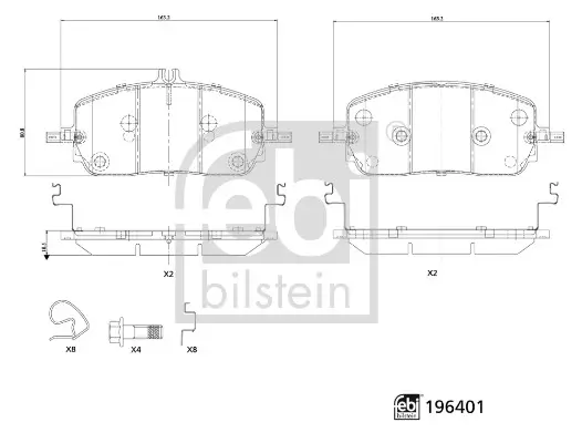 Bremsbelagsatz, Scheibenbremse Vorderachse FEBI BILSTEIN 196401