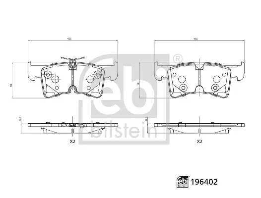 Bremsbelagsatz, Scheibenbremse Hinterachse FEBI BILSTEIN 196402 Bild Bremsbelagsatz, Scheibenbremse Hinterachse FEBI BILSTEIN 196402