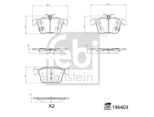 Bremsbelagsatz, Scheibenbremse Hinterachse FEBI BILSTEIN 196403 Bild Bremsbelagsatz, Scheibenbremse Hinterachse FEBI BILSTEIN 196403